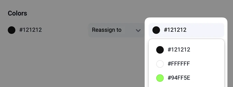 Manually selecting a replacement color