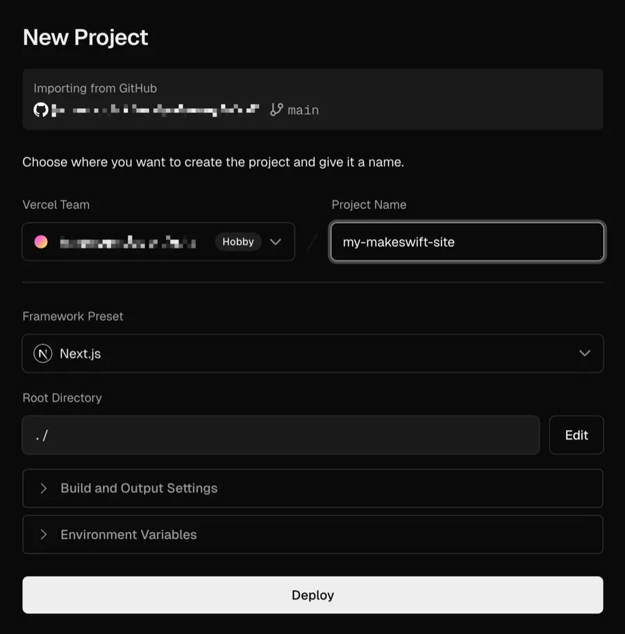 Configure project settings