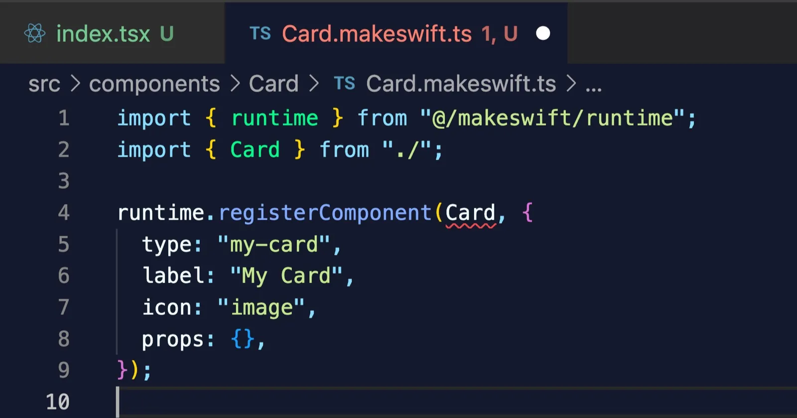 Properties of the card component