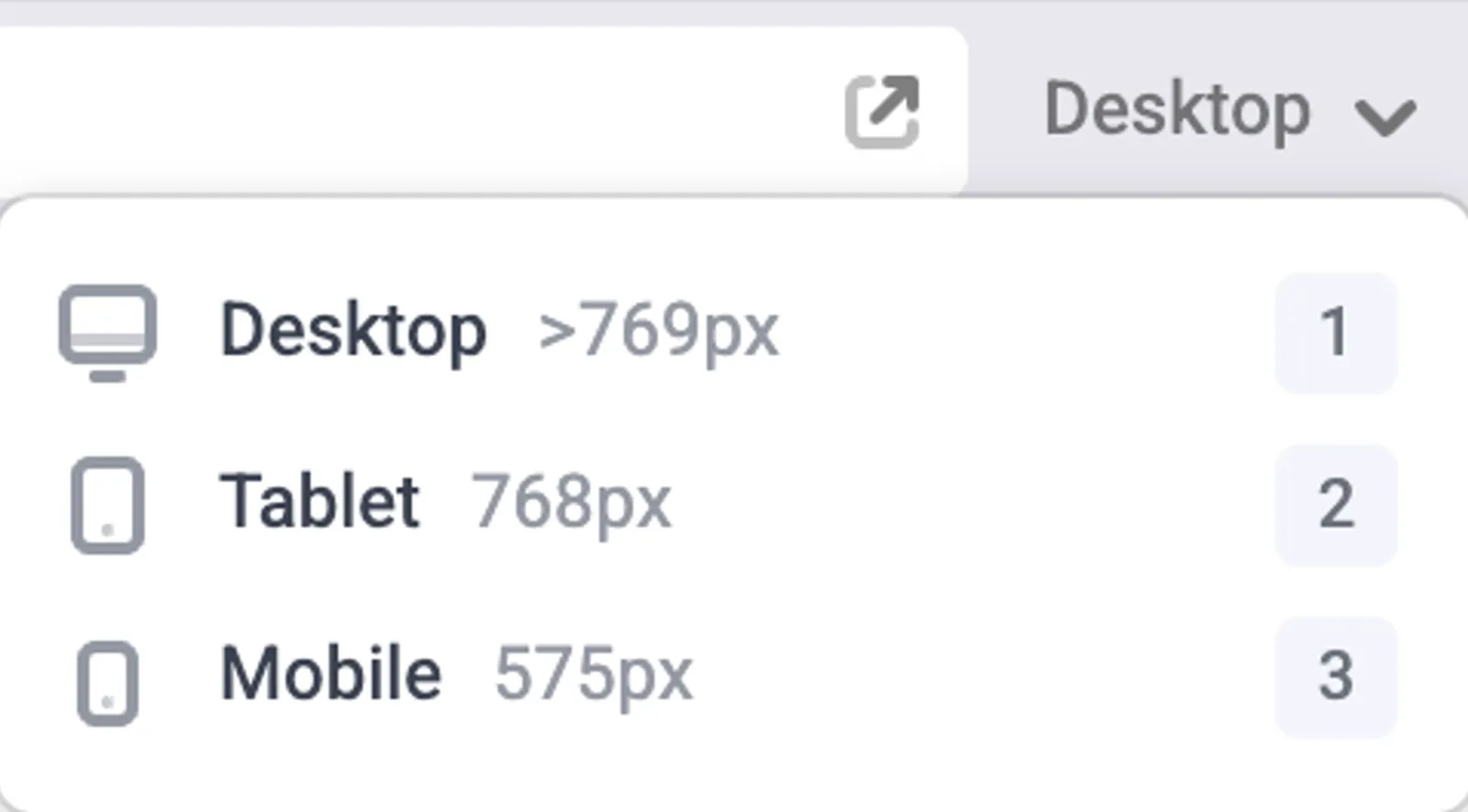 Default device sizes