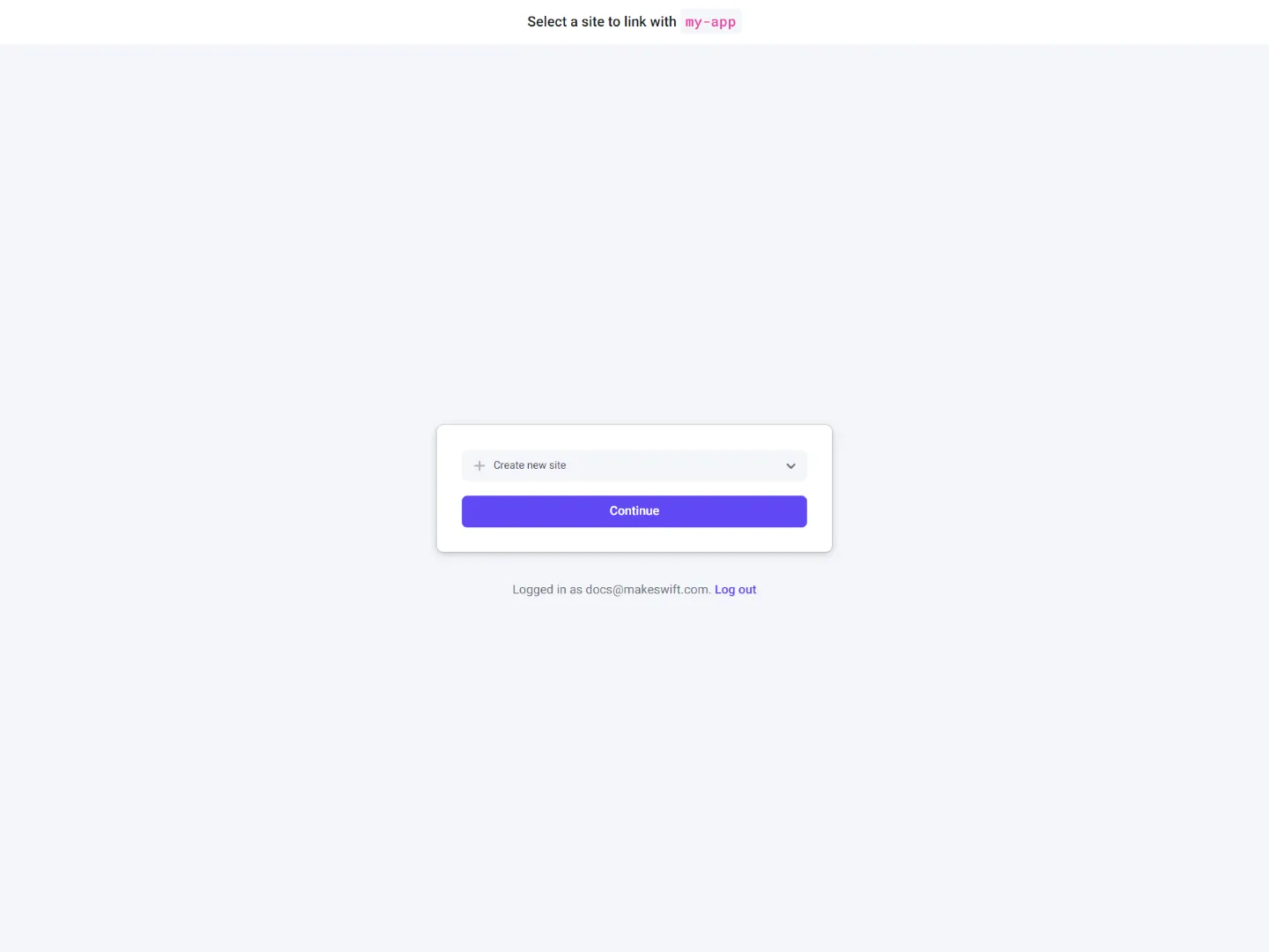 Screenshot of select site to integrate