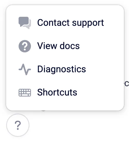 The Help menu in the Navigation Sidebar
