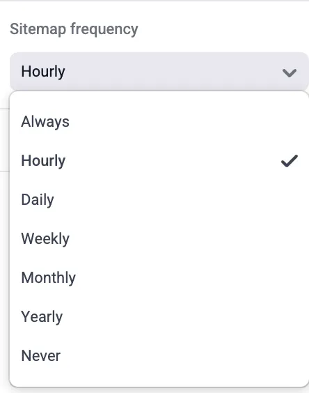Sitemap frequency panel in Makeswift