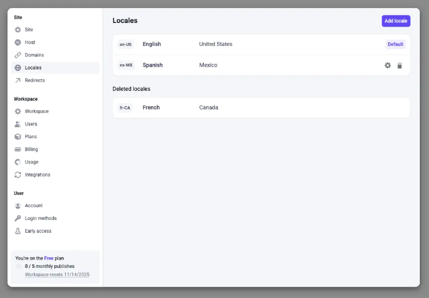 Settings Locales