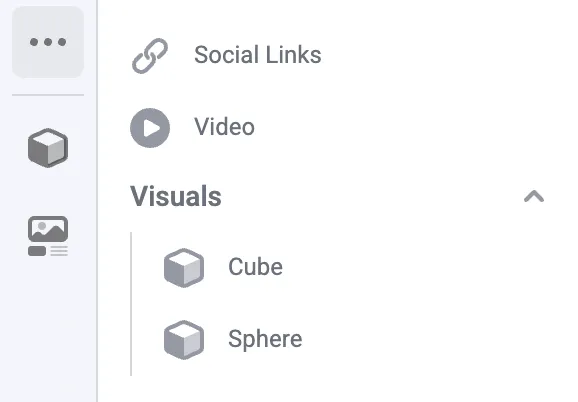Screenshot of registered component sections